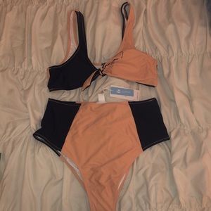 Pink and navy bikini